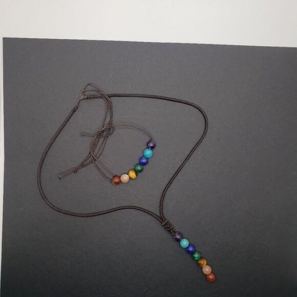 Chakra bead necklace with matching adjustable bracelet - Picture 6 of 9